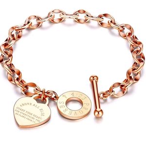Tiffany - esque 14K Rose Gold Heart Toggle Proverb Bracelet